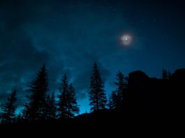 moonlight on a dark sky